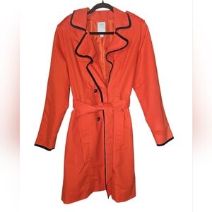 Nautica Women's Orange Trench Coat with Gold Accent Sz L